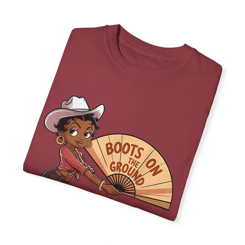 Boots on the Ground Unisex T-Shirt - Rustic Cowboy Vibe, Perfect for Festivals and Casual Outings