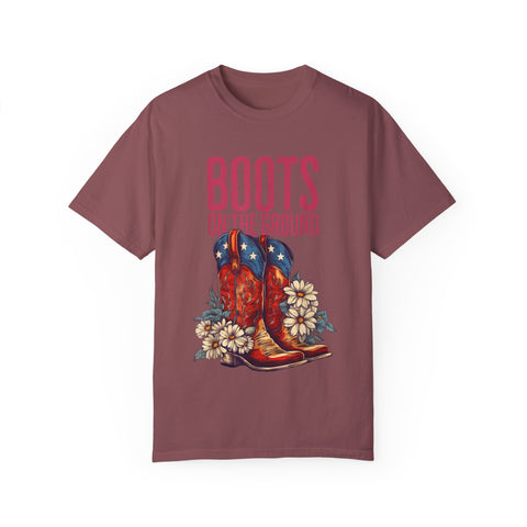 Vintage Western Boots Graphic T-Shirt - "Boots on the Ground"
