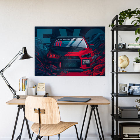 Lancer Evolution Gloss Poster - Retro Car Artwork for Auto Enthusiasts