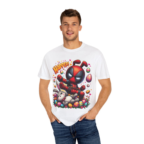 Funny Deadpool Easter T-Shirt - Unisex Garment-Dyed Tee for Comic Fans