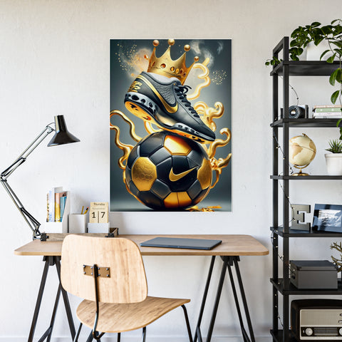 Sporty Crowned Soccer Gloss Poster - Perfect for Sports Fans