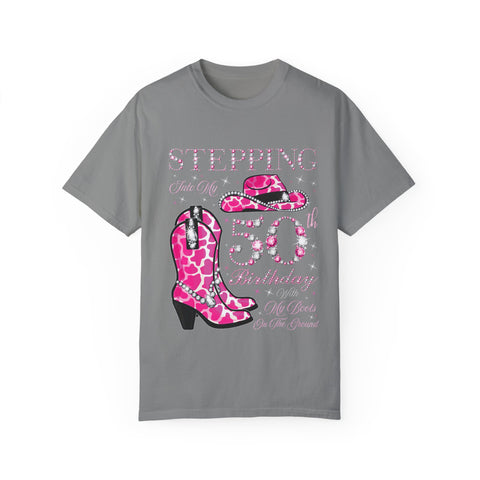 50th Birthday Cowgirl T-Shirt | Unisex Garment-Dyed Tee