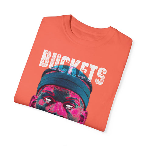 Unisex Garment-Dyed T-Shirt - Retro Sports Graphic "BUCKETS"