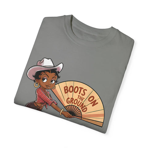 Boots on the Ground Unisex T-Shirt - Rustic Cowboy Vibe, Perfect for Festivals and Casual Outings