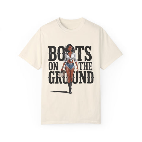 Unisex Garment-Dyed T-shirt - 'Boots on the Ground' Graphic Tee