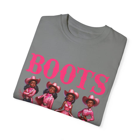Unisex Garment-Dyed T-shirt: "Boots on the Ground" Vintage Western Style Tee