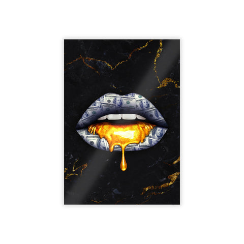 Glossy Wall Art - Luxe Lips with Gold Drip Poster