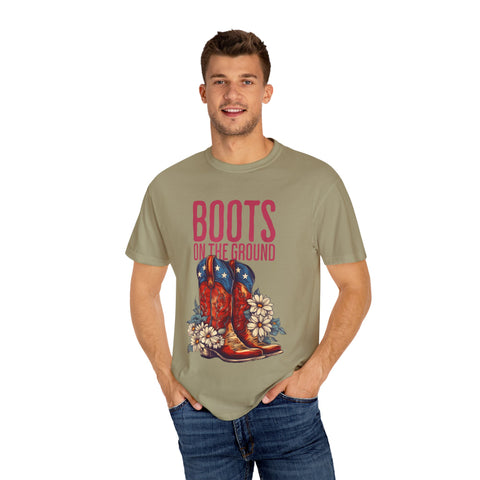 Vintage Western Boots Graphic T-Shirt - "Boots on the Ground"