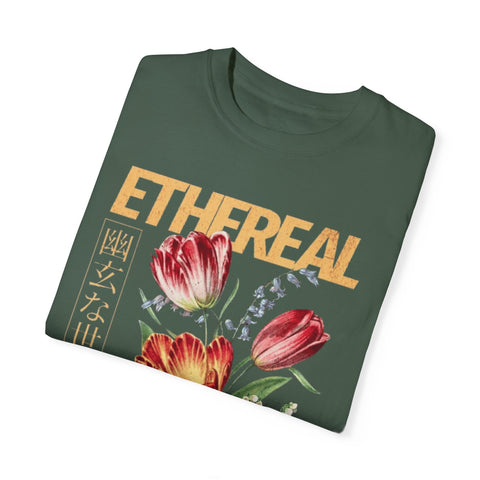 Ethereal Floral Unisex Garment-Dyed T-Shirt