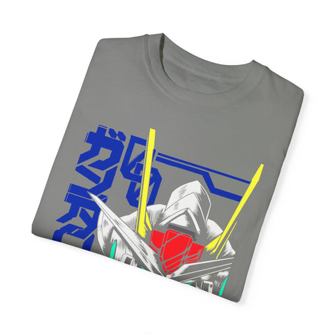 Anime-Inspired Unisex Garment-Dyed T-Shirt - Mecha Design