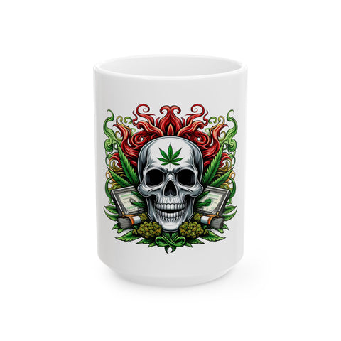 Skull & Cannabis Ceramic Mug - 11oz & 15oz