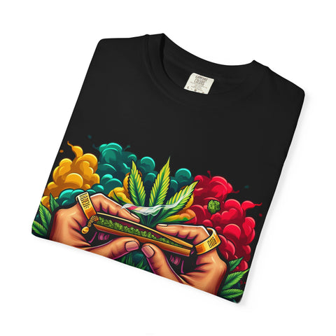 Vibrant Cannabis Lover's T-Shirt - Unisex, Garment-Dyed with Artistic Design