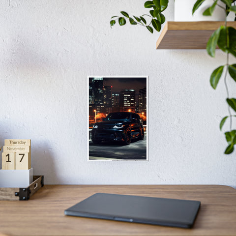 Glossy Automotive Art Poster - Nighttime Urban Scene