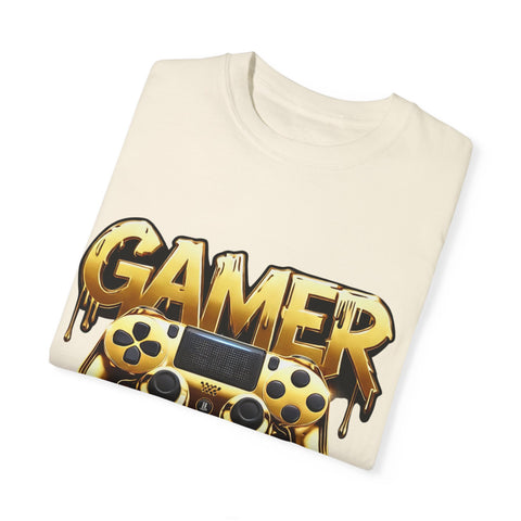 Gamer Gold Drip T-Shirt – Unisex Garment-Dyed Tee for Gaming Enthusiasts