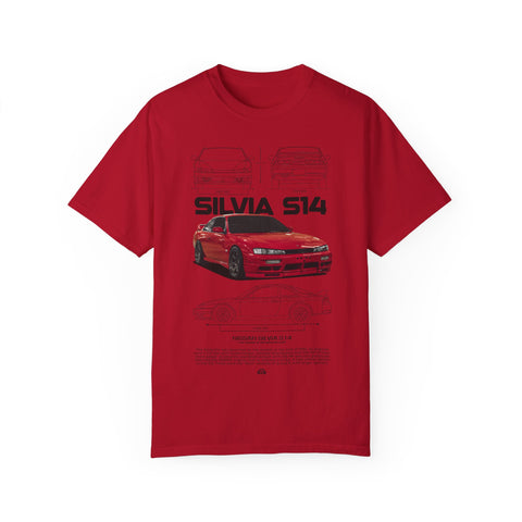 Retro Car Art Unisex Garment-Dyed T-shirt - SILVIA 514 Graphic Tee