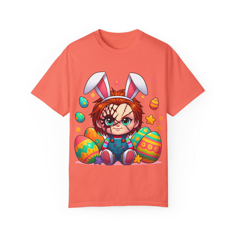 Cute Chucky Easter T-Shirt - Unisex Garment-Dyed Tee for Horror Fans