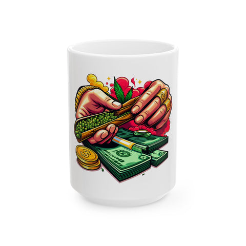 Rolling Hands Ceramic Mug - 11oz & 15oz | Perfect for Coffee Lovers & Gift Ideas