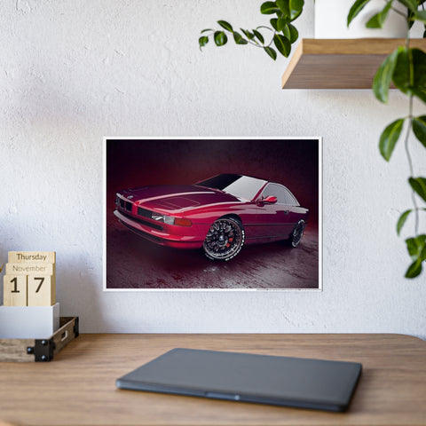 Glossy Car Art Poster - Sleek Red Sports Car Decor for Auto Enthusiasts