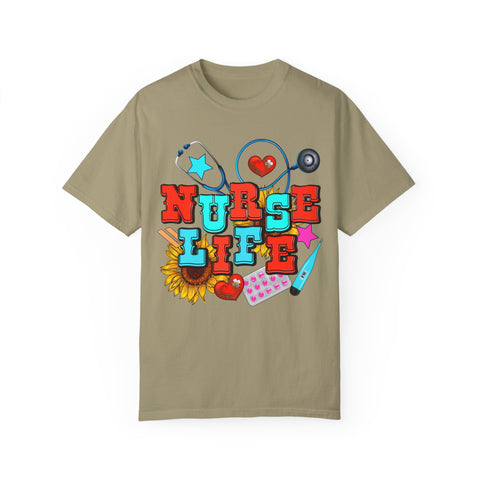 Nurse Life Unisex Garment-Dyed T-Shirt – Colorful Medical Graphic Tee