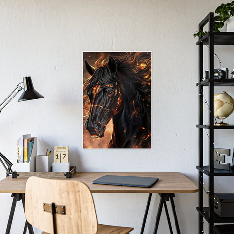 Fiery Horse Gloss Poster - Elegant Wall Art for Equestrian Lovers