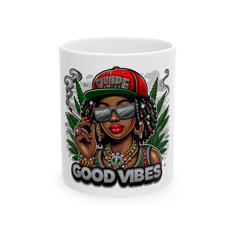 Good Vibes Ceramic Mug - 11oz & 15oz Coffee Cup for Tea Lovers and Herbal Enthusiasts