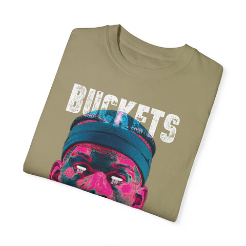 Unisex Garment-Dyed T-Shirt - Retro Sports Graphic "BUCKETS"