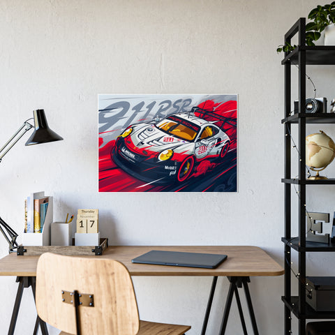 Porsche 911RSR Glossy Art Poster - Racing Wall Decor for Car Enthusiasts
