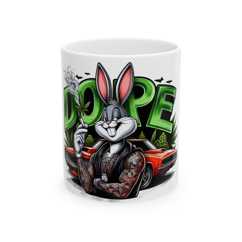 Dope Bunny Ceramic Mug - Cool Tattoo Design - Perfect for Coffee Lovers