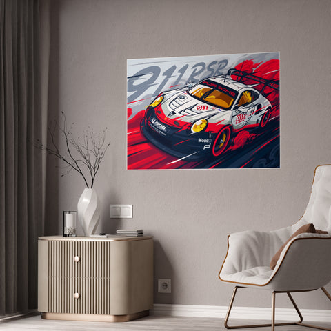 Porsche 911RSR Glossy Art Poster - Racing Wall Decor for Car Enthusiasts