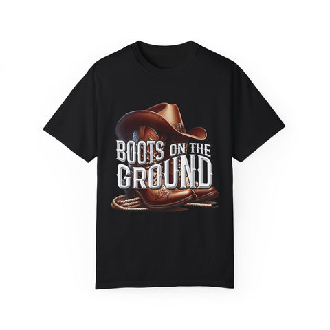 Unisex Garment-Dyed T-Shirt - 'Boots on the Ground' Country Lifestyle Tee