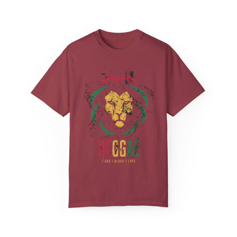 Reggae Lion Unisex Garment-Dyed T-Shirt - I Red I Blood I Love