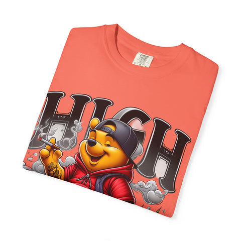 High Vibes Unisex Garment-Dyed T-shirt with Cartoon Bear Design