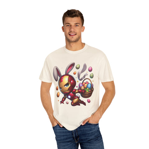Easter Bunny Iron Man T-Shirt - Unisex Garment-Dyed Tee
