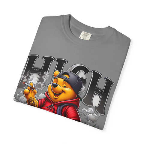 High Vibes Unisex Garment-Dyed T-shirt with Cartoon Bear Design