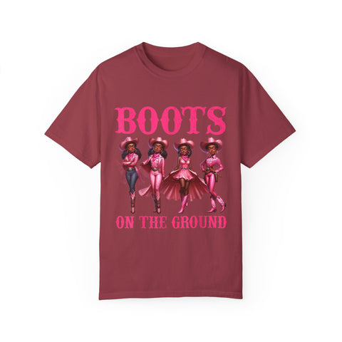 Unisex Garment-Dyed T-shirt: "Boots on the Ground" Vintage Western Style Tee