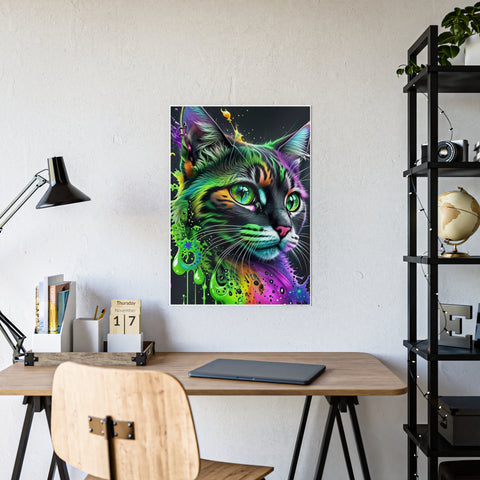 Vibrant Cat Gloss Poster - Colorful Art Print for Cat Lovers