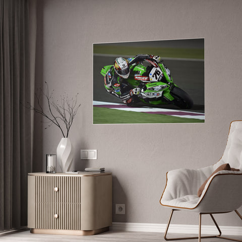 Glossy Motorcycle Racing Poster - Vibrant Wall Art for Motorsports Enthusiasts