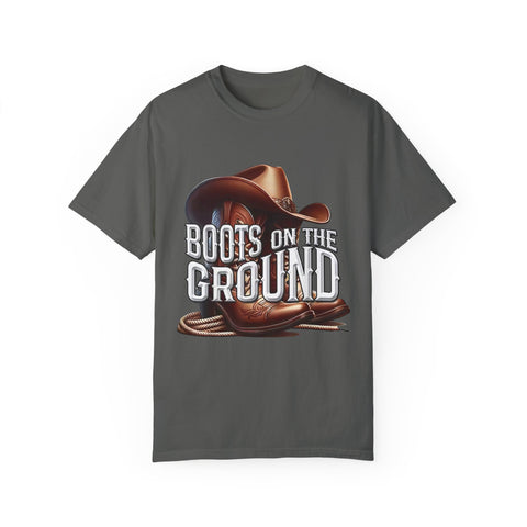 Unisex Garment-Dyed T-Shirt - 'Boots on the Ground' Country Lifestyle Tee