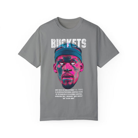 Unisex Garment-Dyed T-Shirt - Retro Sports Graphic "BUCKETS"