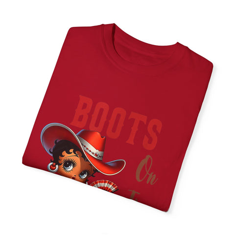 Boots On The Ground Unisex Garment-Dyed T-Shirt - Fun Western Style Tee for Festival Season