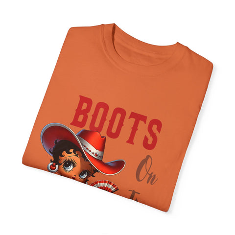 Boots On The Ground Unisex Garment-Dyed T-Shirt - Fun Western Style Tee for Festival Season