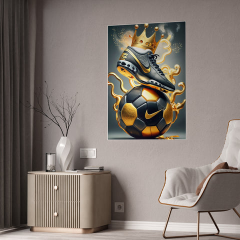 Sporty Crowned Soccer Gloss Poster - Perfect for Sports Fans