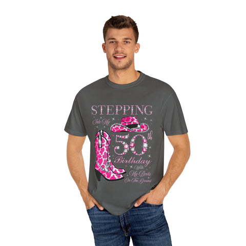 50th Birthday Cowgirl T-Shirt | Unisex Garment-Dyed Tee