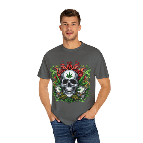 Unisex Skull & Cannabis Graphic T-Shirt - Edgy Streetwear Style