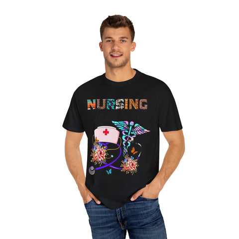 Nursing Heart T-Shirt - Unisex Garment-Dyed Tee for Healthcare Workers