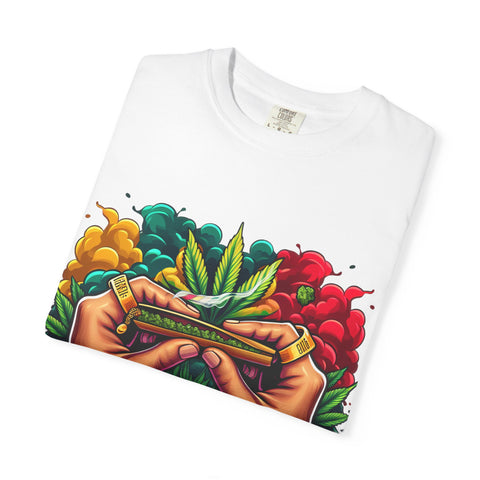 Vibrant Cannabis Lover's T-Shirt - Unisex, Garment-Dyed with Artistic Design