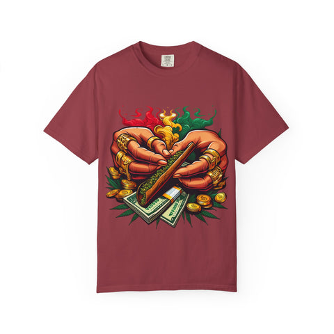 Vibrant Herbal Tees - Unisex Garment-Dyed T-shirt with Hand Rolling Design