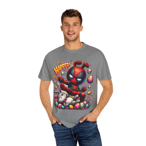 Funny Deadpool Easter T-Shirt - Unisex Garment-Dyed Tee for Comic Fans