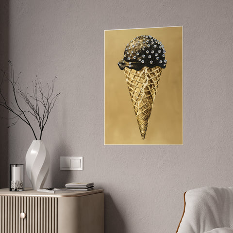 Glamorous Ice Cream Art Print - Glossy Poster for Chic Home Decor