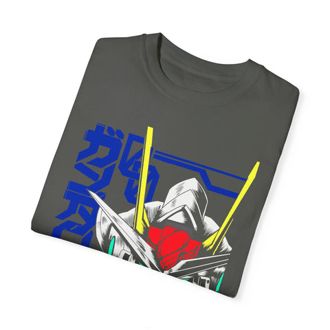 Anime-Inspired Unisex Garment-Dyed T-Shirt - Mecha Design